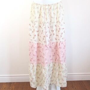 floral patchwork tiered maxi skirt cottagecore